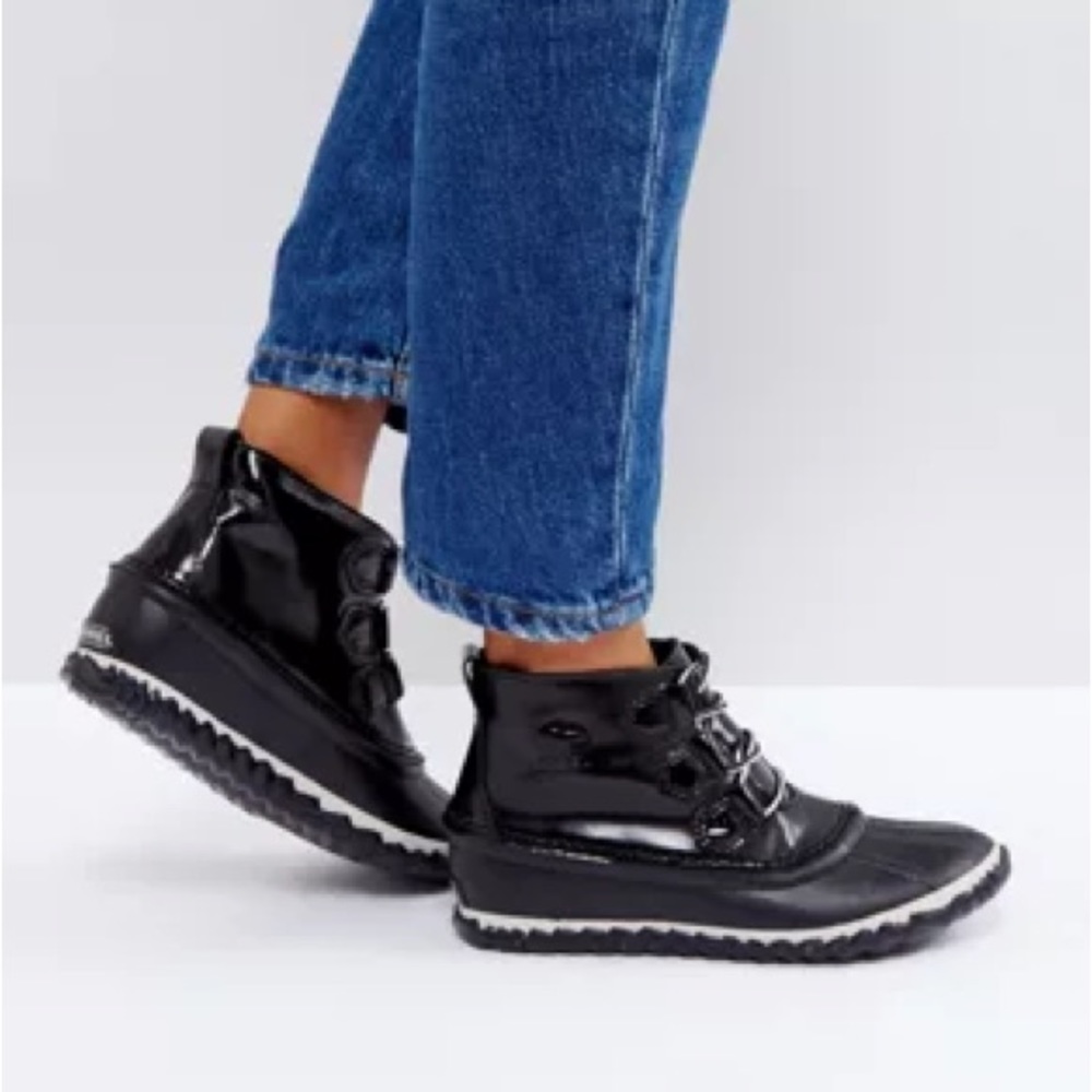 Sorel Out n About Patent Waterproof Black Boot